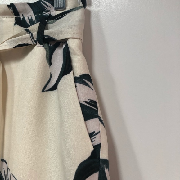 Ann Taylor linen blend paper bag waist pencil skirt size 4 EUC ivory dark green - Picture 3 of 11